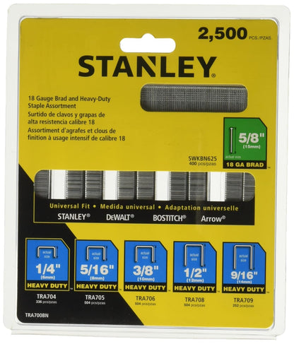 STANLEY Grapas Surtidas para Engrapadora, 2500 Piezas, TRA700BN