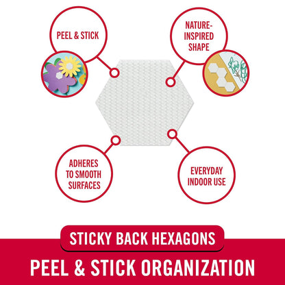 Hexágonos adhesivos de la marca VELCRO, 150 puntos con forma adhesiva inspirada en la naturaleza, blanco 3/4 pulgadas, organización de despegar y pegar para oficina, aula, hogar