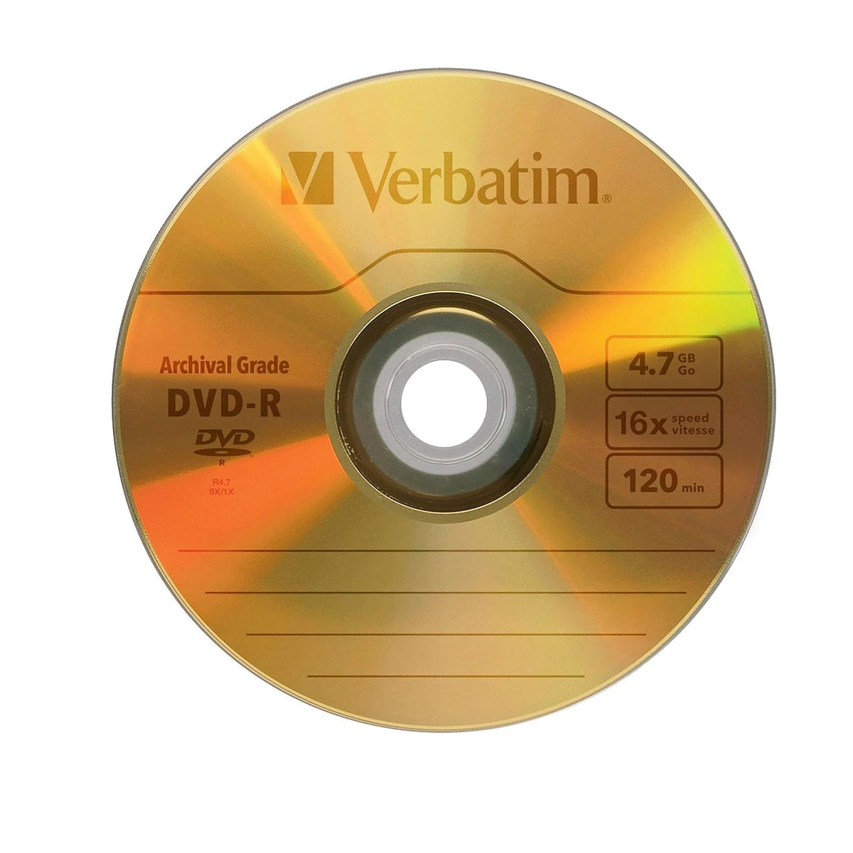 Verbatim DVD-R 4.7GB 8X UltraLife Gold Archival Grade - Branded Surface & Hard Coat - 50pk Spindle
