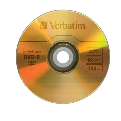 Verbatim DVD-R 4.7GB 8X UltraLife Gold Archival Grade - Branded Surface & Hard Coat - 50pk Spindle
