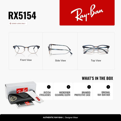 Ray-Ban Rx5154 Clubmaster - Marcos cuadrados para anteojos graduadas para mujer