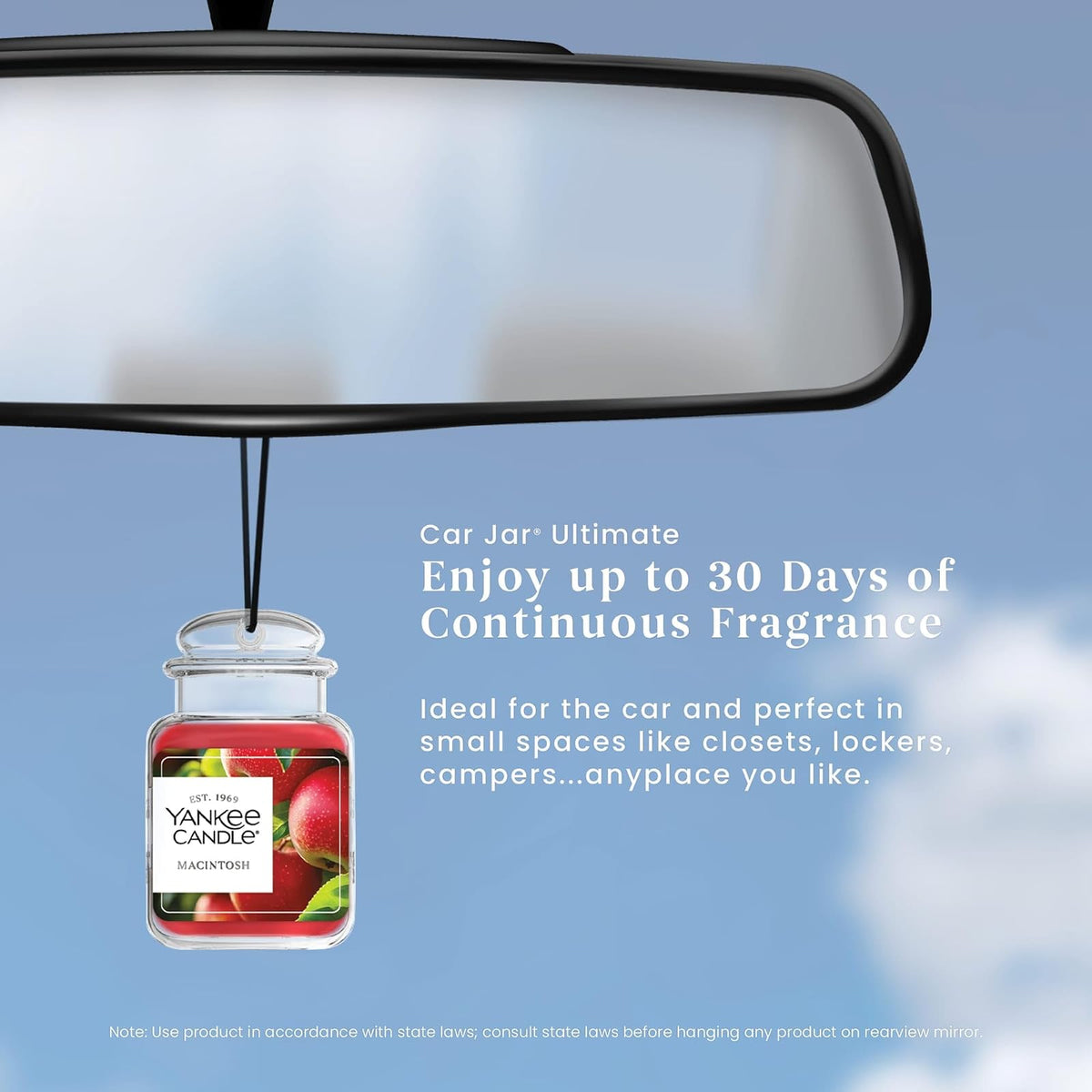 Yankee Candle Ambientadores para Automóvil, Tarro Colgante para Automóvil, con Aroma a Macintosh, neutraliza los olores hasta 30 días