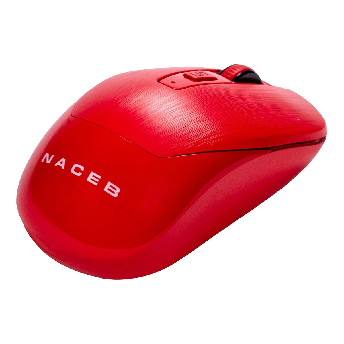 Naceb Technology Mouse Inalámbrico 2.4G NA-0137R - Diseño Clásico y Funcional, Control Preciso, Incluye 2 Pilas AA - Rojo