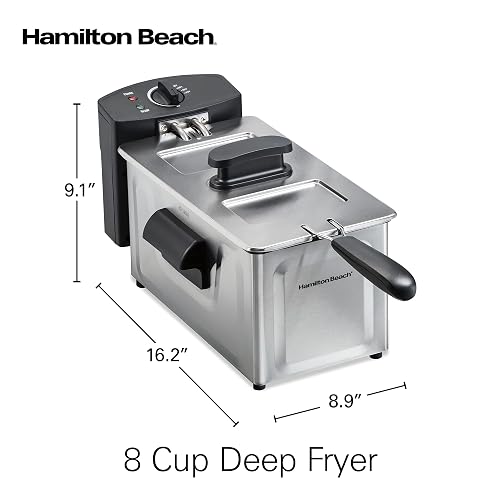 Hamilton Beach 35210 Freidora Eléctrica Estilo Profesional 8 Tazas de Aceite, Acero Inoxidable