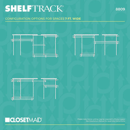 ClosetMaid ShelfTrack - Organizador de clóset Ajustable, Blanco, 5 to 8 Feet, 1