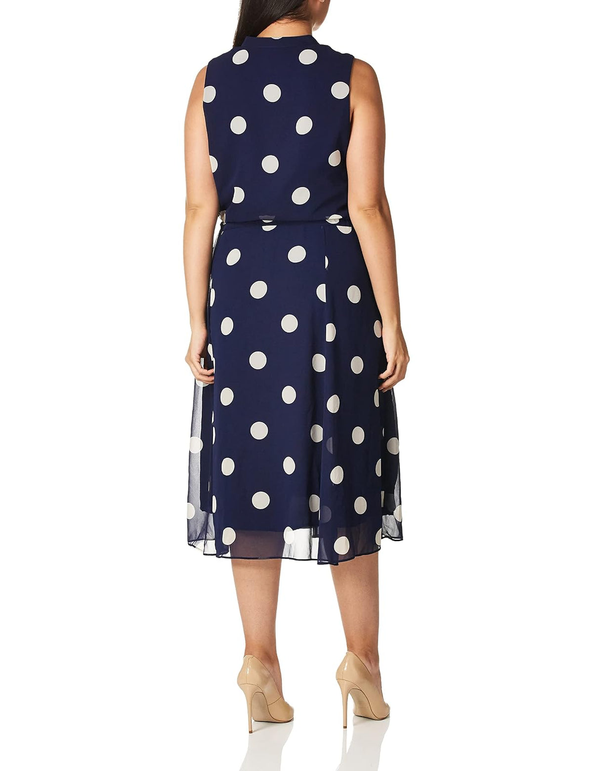 Anne Klein Vestido Midi con cordón para Mujer, Distant Mountain/Anne White, L