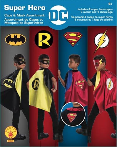 Rubie's - Set de superhéroes con licencia oficial de DC Comics, surtido (4 piezas), unisex, con máscaras y diademas, talla pequeña para niños