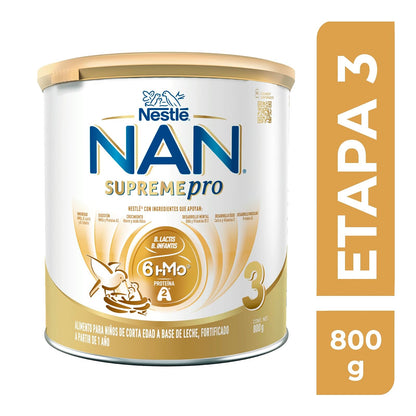 NAN 3 Supreme Pro Alimento Para Niños A Base de Leche, 1 Año, Lata 800 g