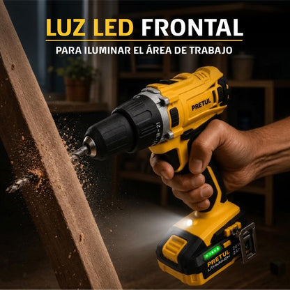PRETUL TALI-20P2, Taladro/destornillador 1/2", 20V con 1 batería de 2Ah
