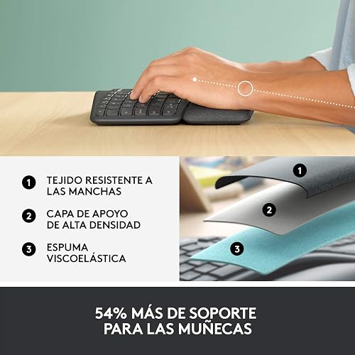 Logitech Ergo K860 Teclado inalámbrico y ergonómico - Teclado Partido, Escritura Natural, conectividad Bluetooth y USB, Compatible con Windows/Mac - Negro
