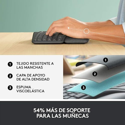 Logitech Ergo K860 Teclado inalámbrico y ergonómico - Teclado Partido, Escritura Natural, conectividad Bluetooth y USB, Compatible con Windows/Mac - Negro