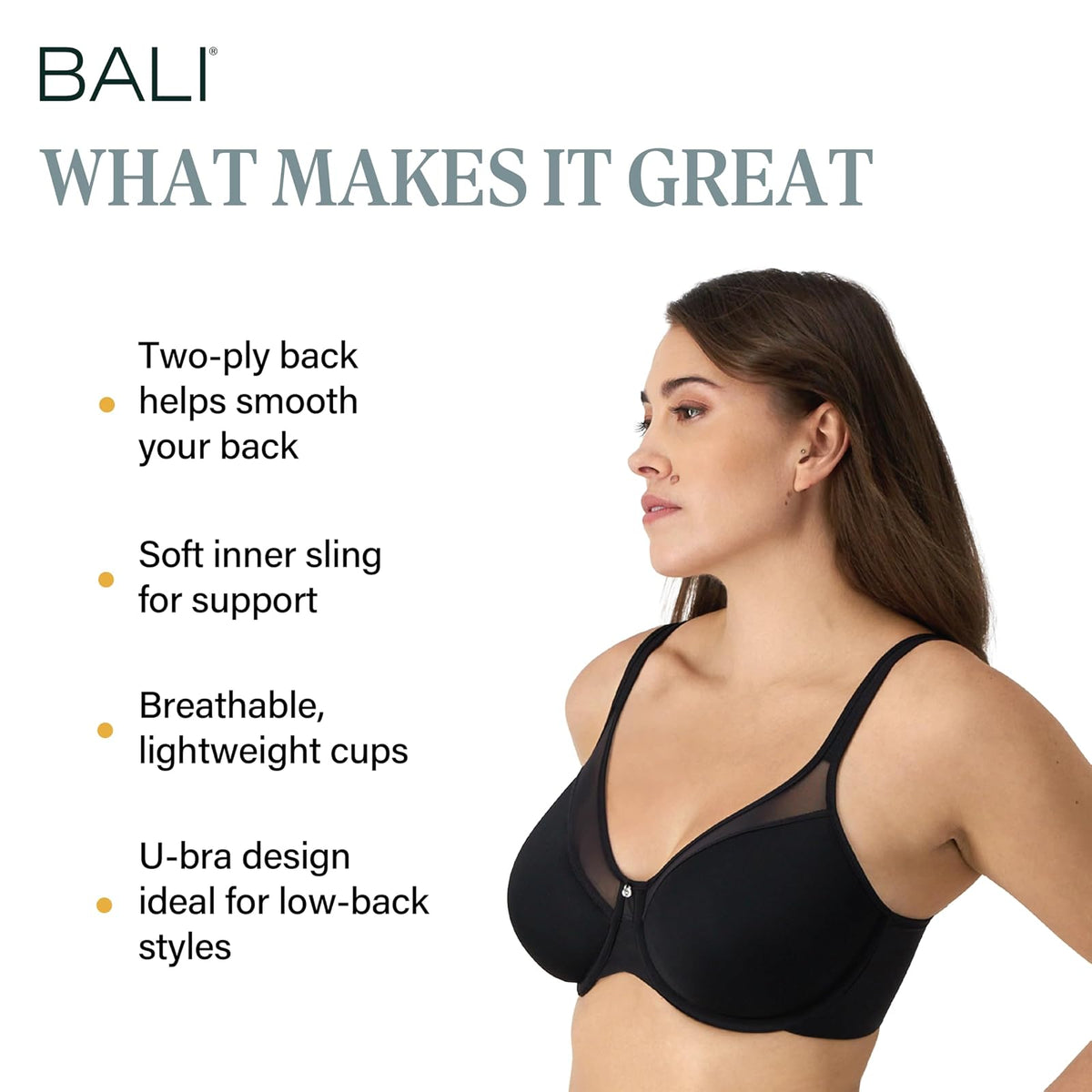 Bali - Playera con Aros para Mujer, One Smooth U, Ultra Ligera, Brasier Convertible