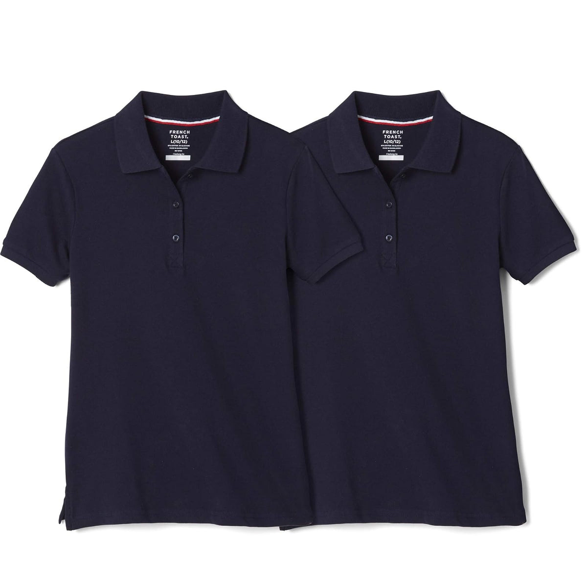 French Toast Polo Piqué de Manga Corta para Niña, Paquete de 2 - Navy - 10