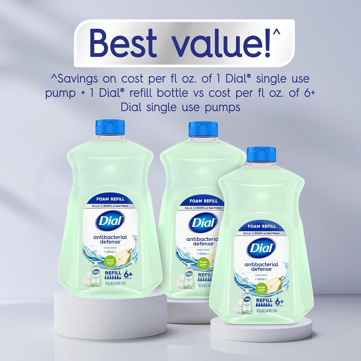 Dial Complete Antibacterial Foaming Hand Wash, Fresh Pear, 52 fl oz Refill | Limpieza suave para las manos, con aloe vera, dermatólogos, última intervensión de parabenos y SLS y SLES, fórmula vegana