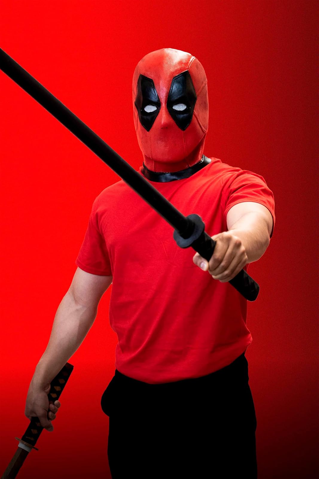 Ghoulish Productions Deadpool Máscara de Látex Completa - Con Licencia Oficial de Colección en Rojo y Negro Mediana - Accesorio para Disfraz de Superhéroe Halloween y Cosplay