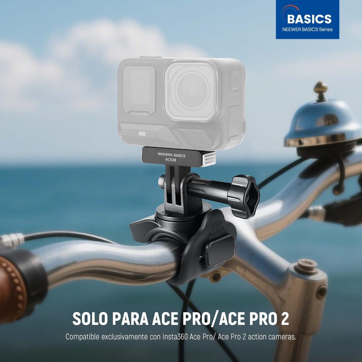 NEEWER Basics Adaptador Montaje Soporte Magnético Liberación Rápida Compatible con Insta360 Ace Pro/Ace Pro 2, 2 Prong Action Camera Accesorios para Fotografía Filmación Grabación Video, AC038