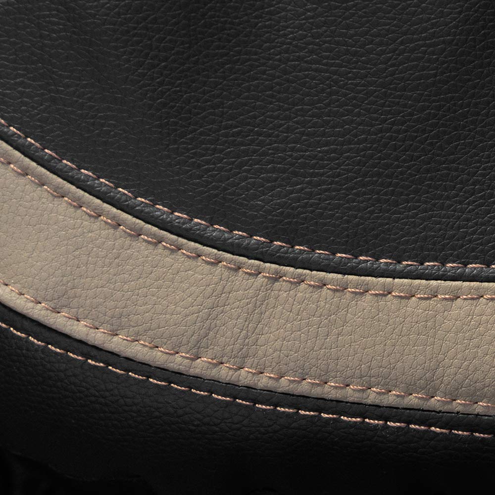 Motor Trend M424 Beige Synth Leather Snake Eyes Performance Seat Covers for Car Truck Van SUV
