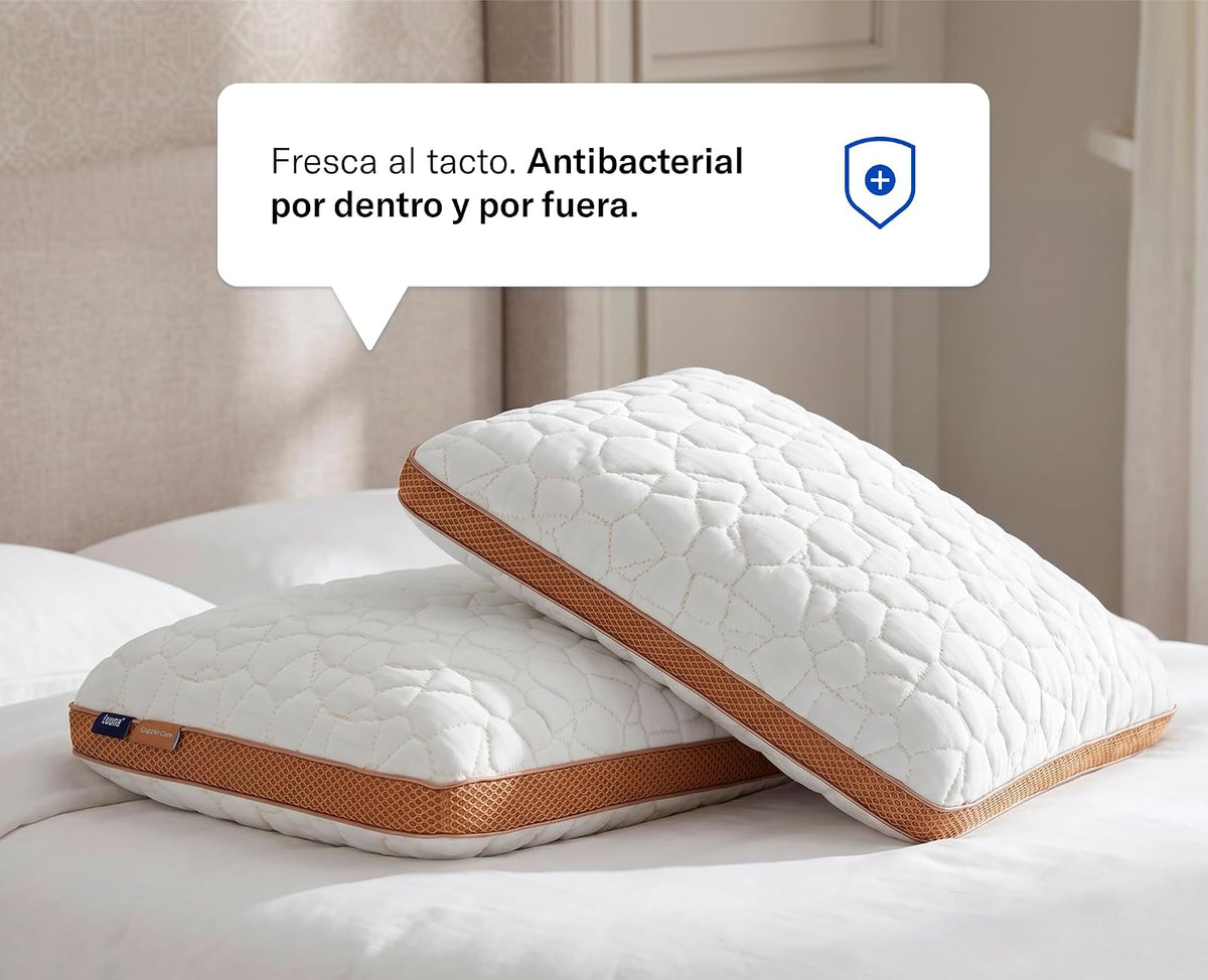 Luuna Almohada Copper Care con Infusión de Cobre y Memory Foam – Termorregulación, Propiedades Antimicrobianas y Soporte Ergonómico