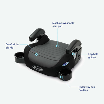 Graco TurboBooster 2.0 Asiento elevador sin respaldo para automóvil, Denton | Asiento elevador de viaje para niños de 4 a 10 años, peso de 40 a 100 libras, altura de hasta 57 pulgadas
