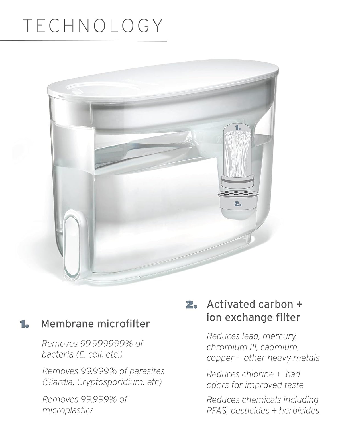 LifeStraw Home: Dispensador de filtro de agua, 18 tazas, azul medianoche, sin BPA para protección contra contaminantes del agua del grifo, incluidas bacterias, parásitos, microplásticos, plomo, mercu