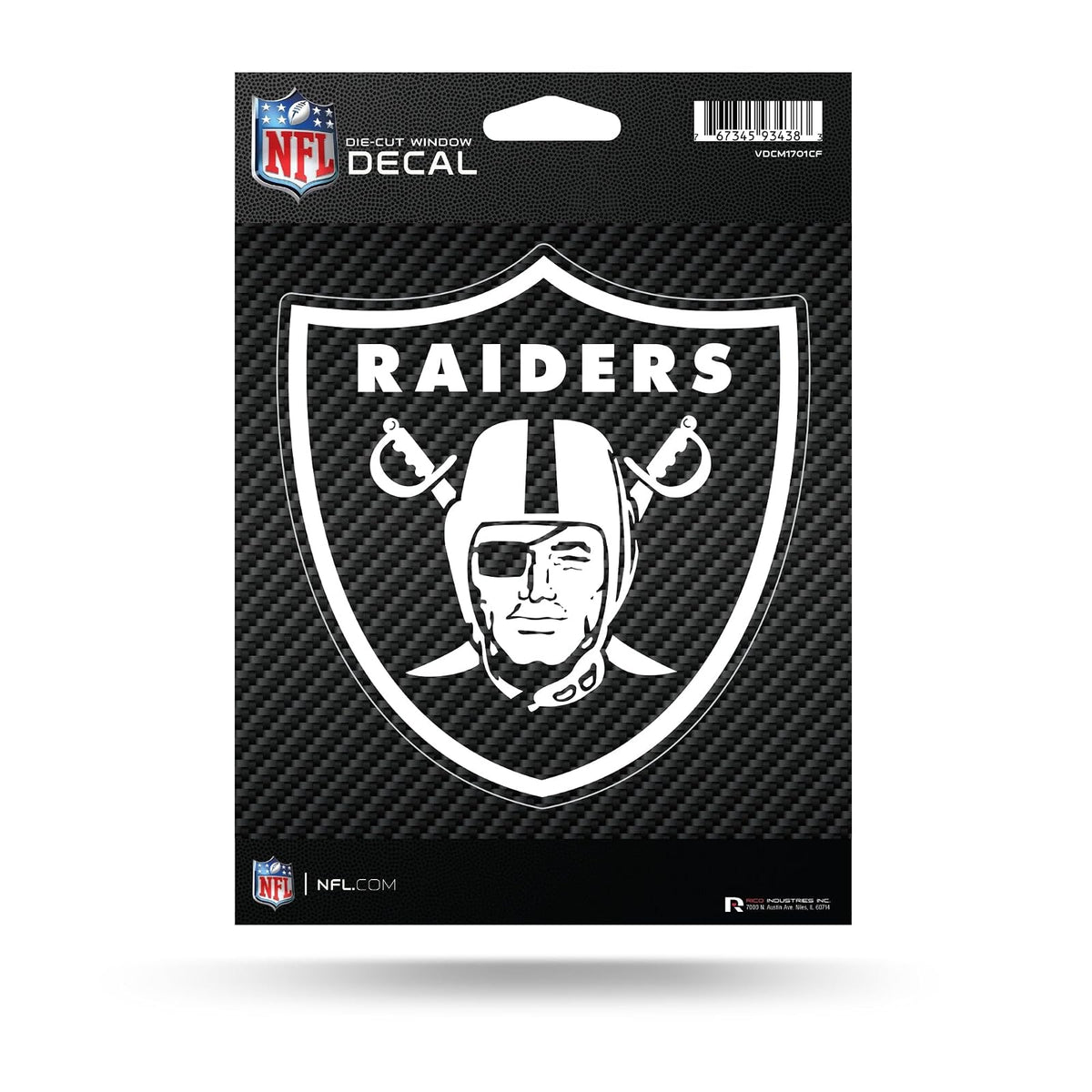 NFL Rico Industries - Calcomanía troquelada de Fibra de Carbono, tamaño Mediano de 5 x 7 Pulgadas, calcomanía troquelada de Vinilo, Accesorio para Automóvil/camión/hogar