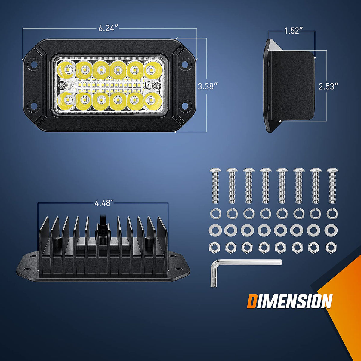 Nilight W2026 Paquete de 2 Cápsulas LED de 6 Pulgadas 39 W, Combo Spot/Flood, Montaje Empotrado, para Todoterreno/Camión/SUV, 2 Años de Garantía