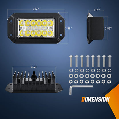 Nilight W2026 Paquete de 2 Cápsulas LED de 6 Pulgadas 39 W, Combo Spot/Flood, Montaje Empotrado, para Todoterreno/Camión/SUV, 2 Años de Garantía