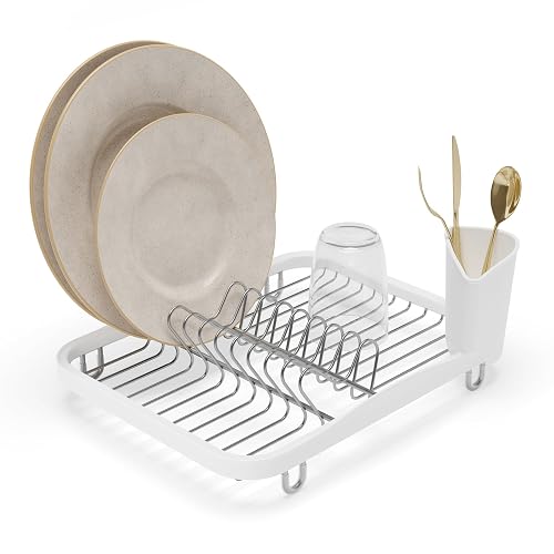 Umbra Sinkin Escurridor de Platos | Apto para fregaderos estándar y bajo encimera, patas de goma antideslizantes, hilo pintado, polipropileno resistente