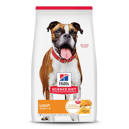 Hill's Science Diet Light Croquetas para Perro Adulto Sabor Pollo 13.6Kg | Croquetas Hill's para perro, pollo real, control de peso, músculos magros, fibras naturales de saciedad