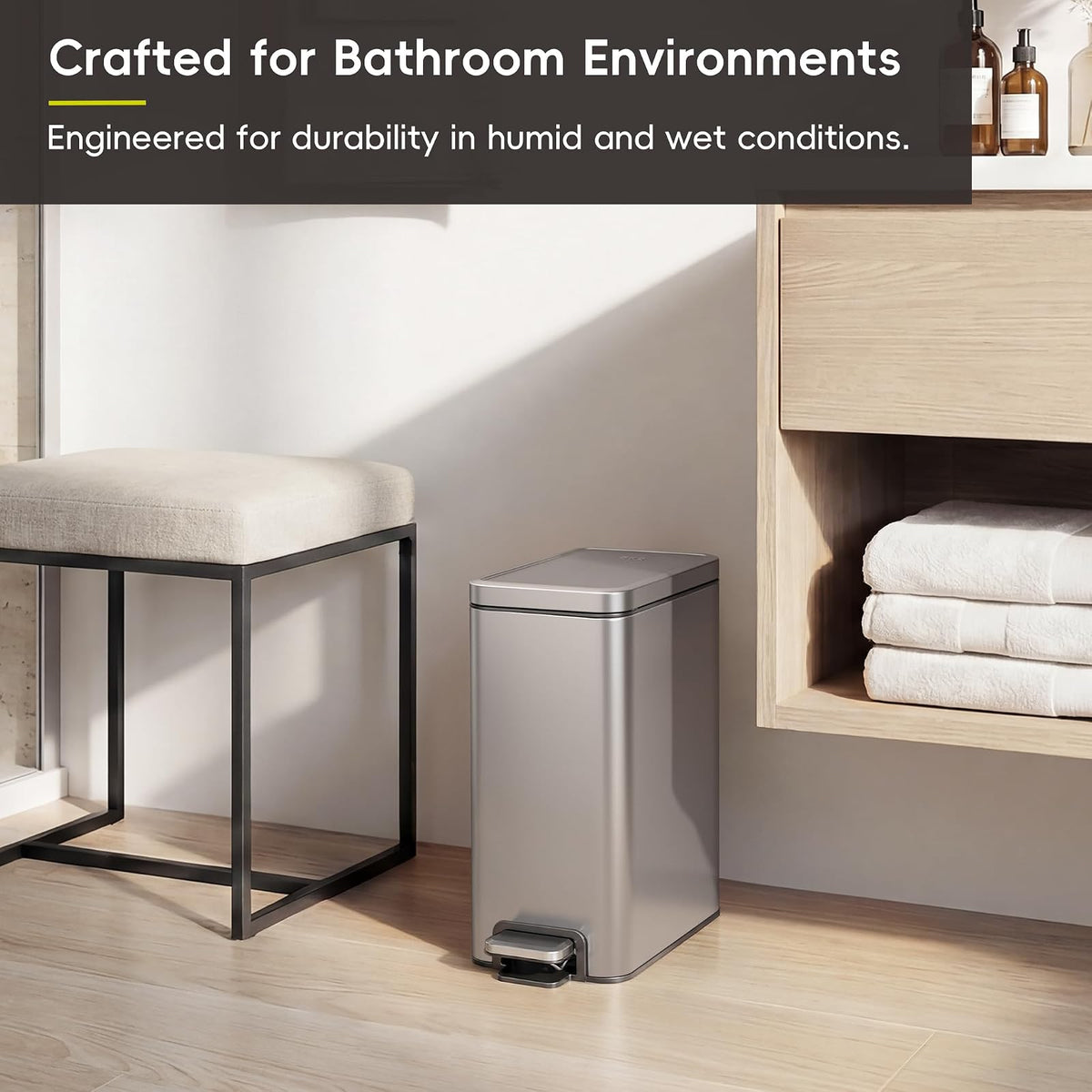 EKO Stella Slim Bote de Basura 10 L con Pedal, Acero Baño