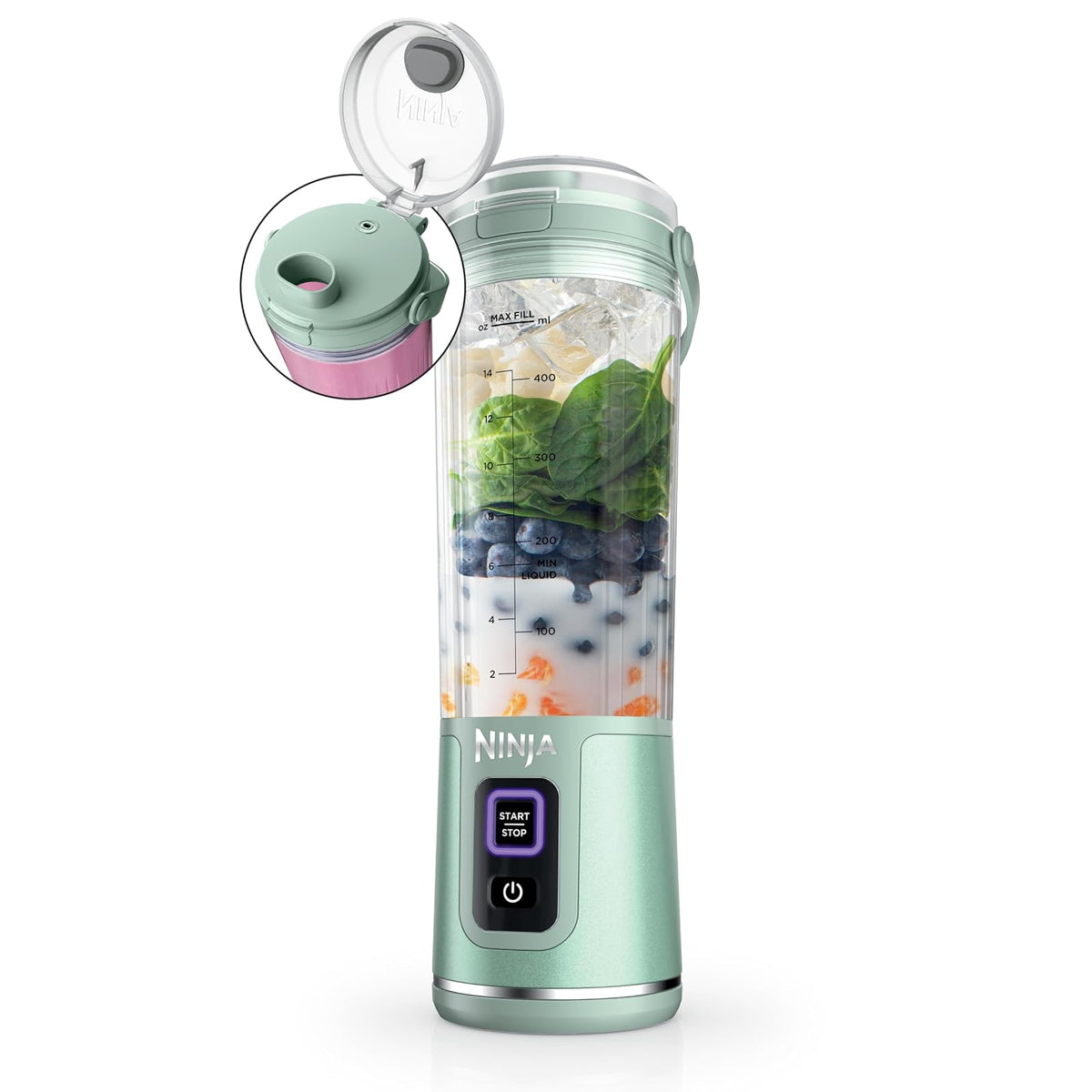 Ninja Blast Licuadora Portátil 18 oz Recargable USB-C - menta (Tinted Mint)