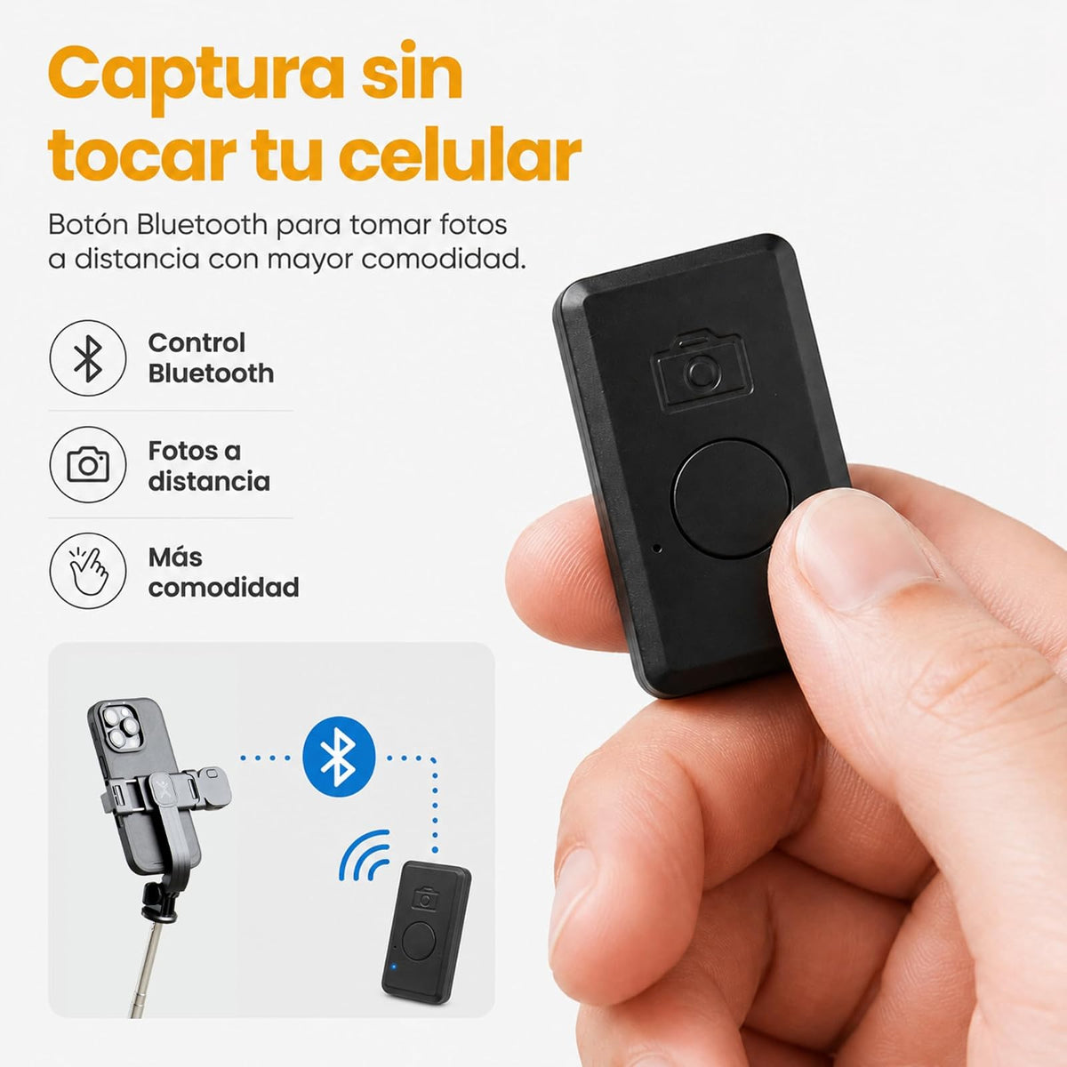 Perfect Choice Bastón con tripie para Selfies Stick Plegable con luz led PC-120414 Selfix