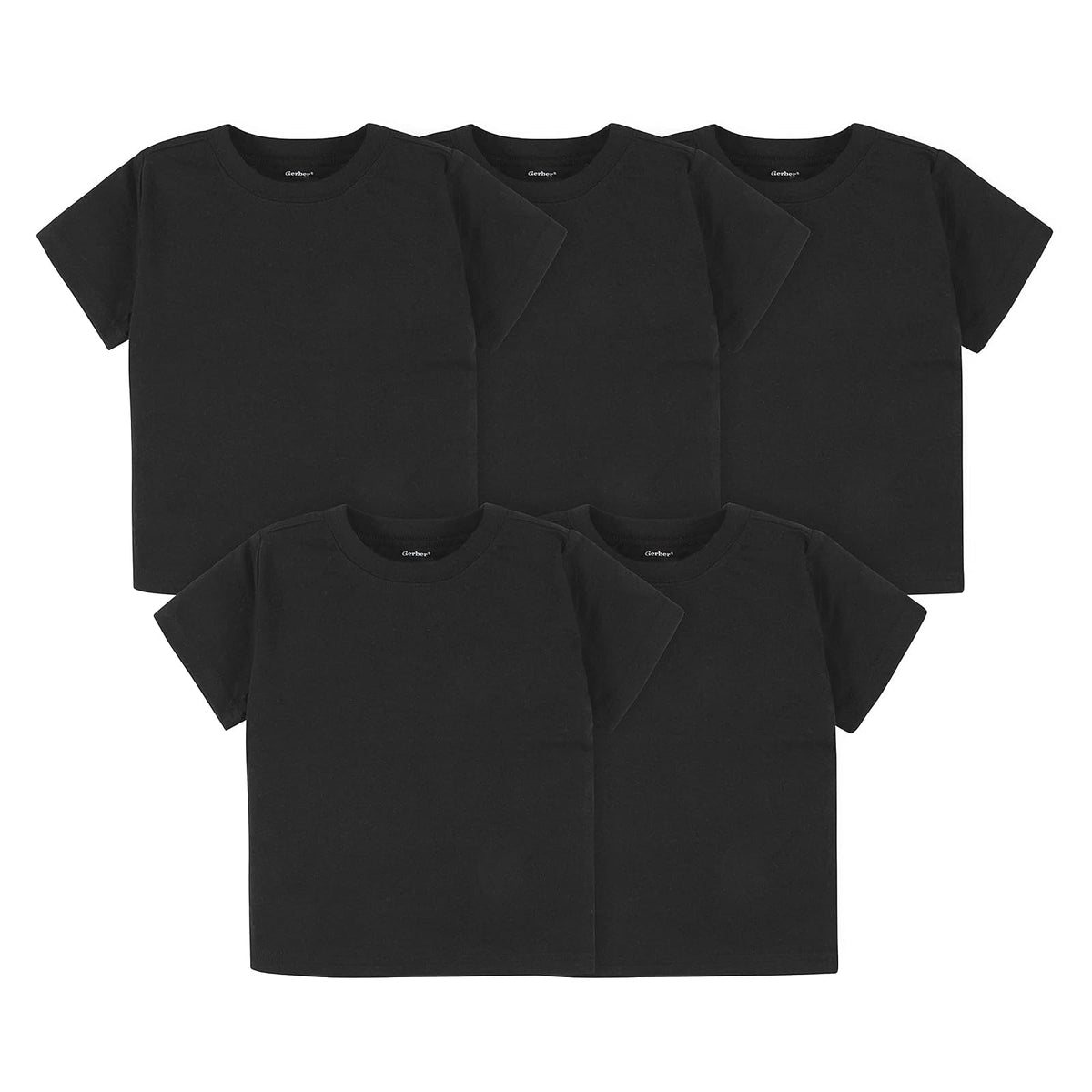Gerber Paquete de 5 Camisetas de Manga Corta para Niño, Unisex - Negro - - 4T