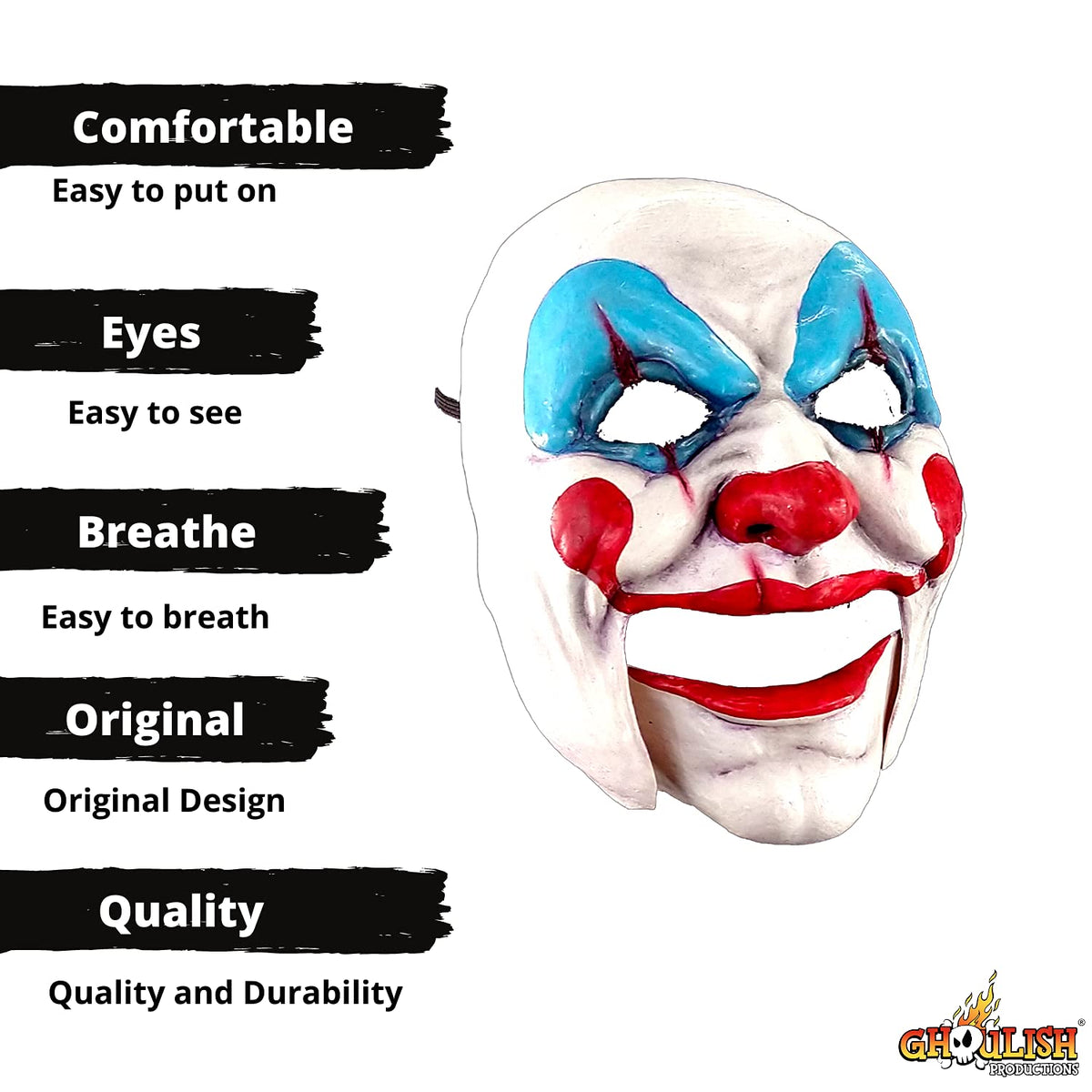 Clown, Máscara de Látex de Payaso Asesino Creepy, Ideal Para Fiestas de Disfraces y Halloween by Ghoulish Productions.