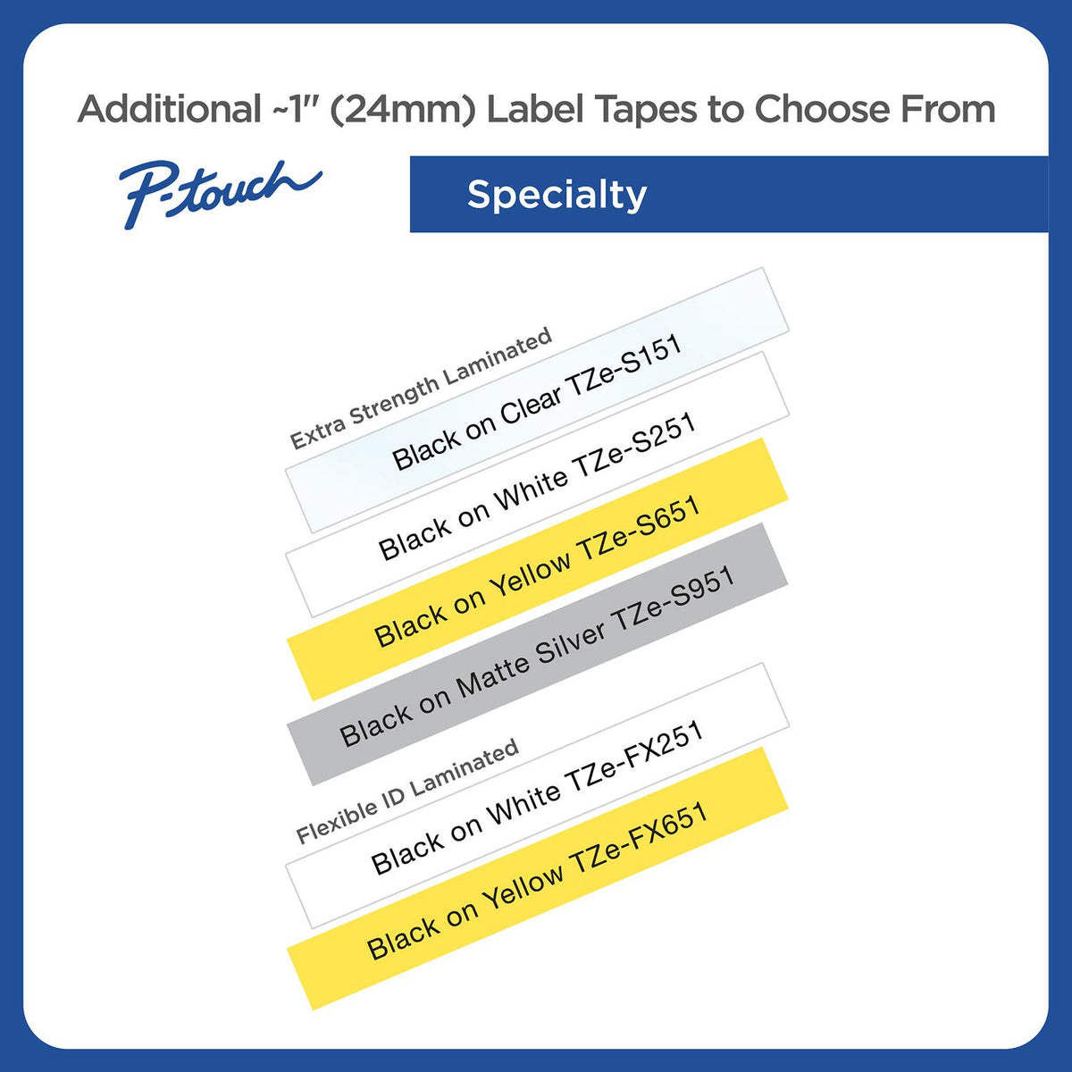 Brother Cinta Laminada Extra Adhesiva TZe-S151 para Etiquetas Duraderas | Texto Negro sobre Transparente, Alta Resistencia, Compatible con Rotuladoras P-Touch, 24 mm x 8 m, P-Touch
