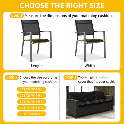 COSHNIBI - Fundas de cojín de patio de 24 x 24 x 4 pulgadas, impermeables y resistentes a la decoloración, funda de cojín para exteriores, funda de cojín de ratán, sofá y asiento de descanso, paquete