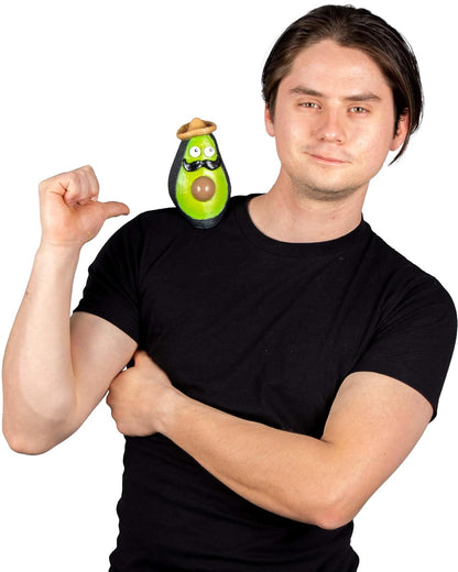 REV Mascota de Hombro Aguacatito con Sombrero y Bigote Adulto, Accesorio ShoulderBuddy en Látex Divertido para Fiestas Mexicanas, Halloween, Porras y Eventos