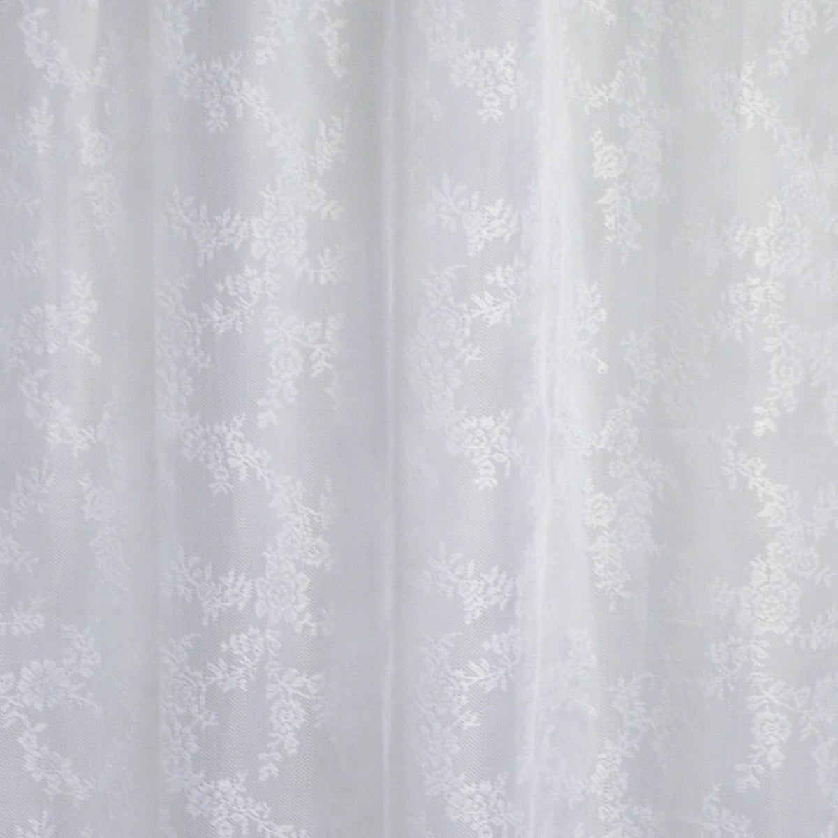 Oceanique DII Elegant Modern Flower Blossom Lace 100% Polyester Machine Washable Shower Curtain 72x72, White