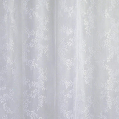 Oceanique DII Elegant Modern Flower Blossom Lace 100% Polyester Machine Washable Shower Curtain 72x72, White