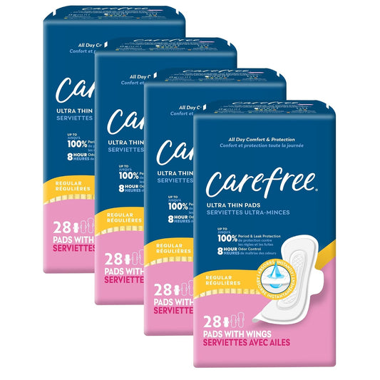 Carefree Ultra Delgado Regular con Alas 28ct (paquete de 4)