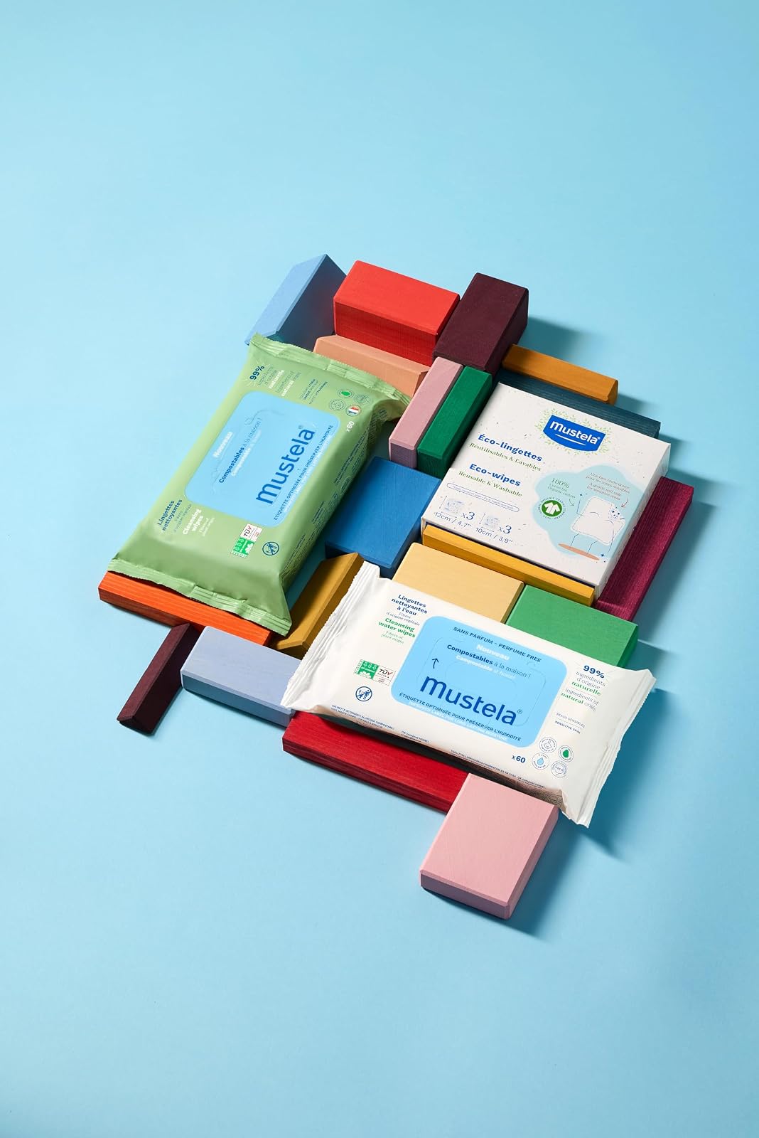 Mustela Toallitas Húmedas Compostables para bebé, paquete con 60pzs