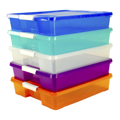 Storex Classroom Student Project Box, plástico, 38,7 x 33,7 x 8,3 cm, colores surtidos, paquete de 5 (63202U05C), tamaño estándar