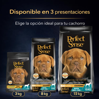 Perfect Sense Alimento Premium para Cachorros MLB | 15 kg | Ingredientes 100% Naturales con Prebióticos, Omega 3, YUCCA schidigera y Conservadores Naturales