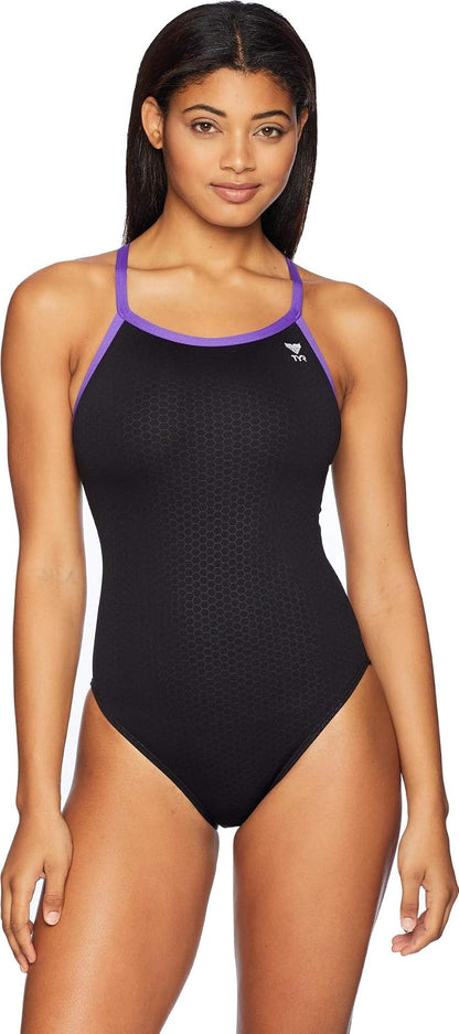 TYR Hexa Diamondfit Traje de Baño para Mujer - Negro - Violeta - 34