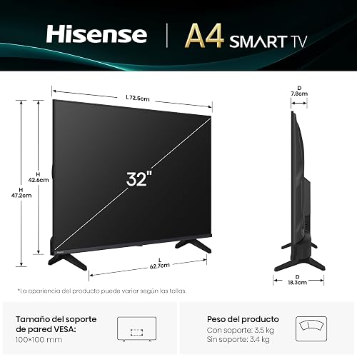 Hisense Television A4N(Modelo 2025) Pantalla 32 Pulgadas, Smart Fire TV HD,Modo de Juego,Dolby Audio,Comparte en tu TV,Noise Reduction
