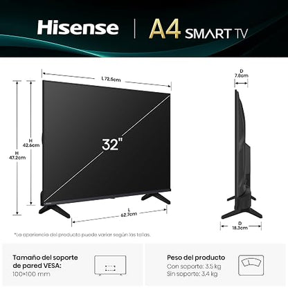 Hisense Television A4N(Modelo 2025) Pantalla 32 Pulgadas, Smart Fire TV HD,Modo de Juego,Dolby Audio,Comparte en tu TV,Noise Reduction