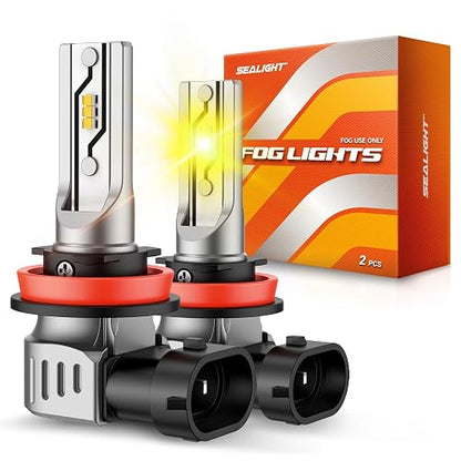 SEALIGHT H11/H8/H16 Bombillas LED Antiniebla Amarillas 12000LM 3000K, Instalación Plug-N-Play, 2 Piezas