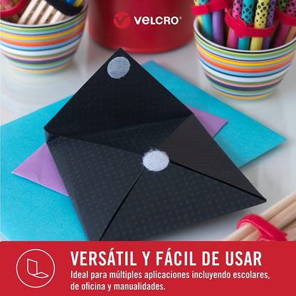 Círculos con Adhesivo de Uso General Marca VELCRO® Blanco 1.5cm 75 juegos (80122N)