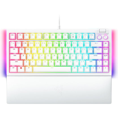Razer V4 75% - Teclado mecánico Gaming Chroma RGB White Edition | Diseño intercambiable en caliente, compacto y duradero, Chroma RGB, MF Roller & Media Keys, cómodo reposamuñecas