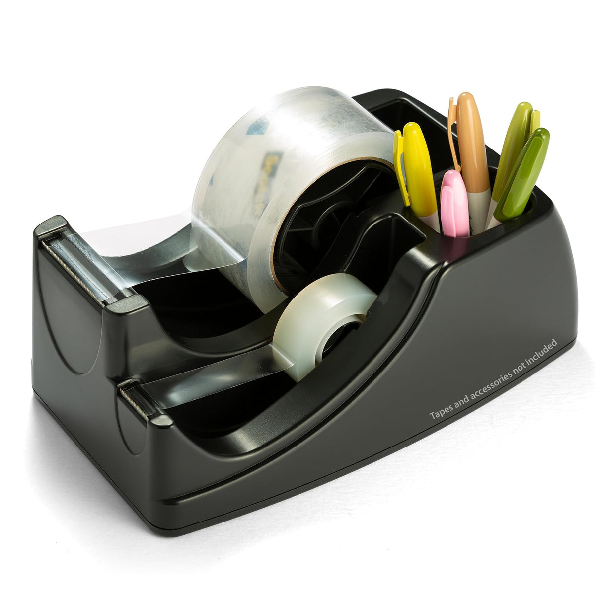 Officemate 96690 Recycled 2-In-1 Heavy Duty Tape Dispenser, black
